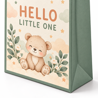 Sacs cadeaux en papier d'art de luxe imprimés sur mesure, durables, avec pelliculage et poignées en corde, pour les cadeaux de fête de naissance