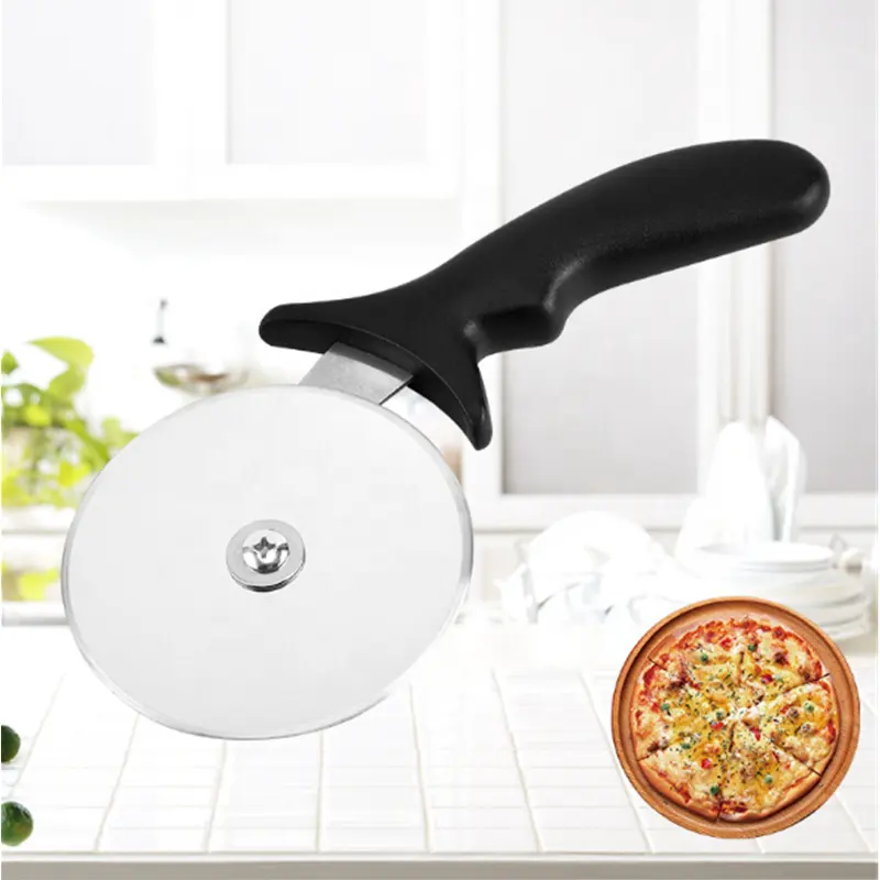 Manico in plastica in acciaio inox lama per pizza fresa ruota per pizza con manico ergonomico