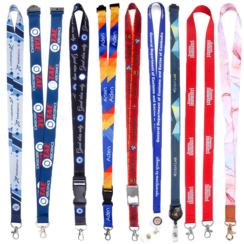 High Quality Free Sample Polyester Personalize Custom Sublimation Lanyards Key Chain Neck Strap With Logo