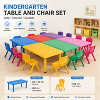 Ensemble table et chaises en plastique pour maternelle 120*60cm, mobilier coloré pour salle de classe préscolaire, pour garderies