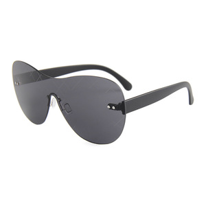 Gafas de Sol sin Montura para Hombre, Protección UV400, Marco de PC Negro, Montura Grande a la Moda, Protección Solar para Conducir al Aire Libre y Viajar - Product Image 5
