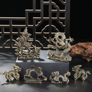 Ornement en métal en forme de dragon du zodiaque, lot de plusieurs pièces, décoration de bureau Feng Shui pour la maison, le bureau, cadeau - Product Image 1