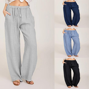 Abbigliamento da donna <span class=keywords><strong>pantaloni</strong></span> larghi larghi in cotone e <span class=keywords><strong>lino</strong></span> - Product Image 5