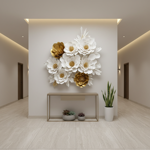 Arte de Pared de Flores de Papel Artificiales Hechas a Mano para Decoración de Fondo de Bodas y Cumpleaños, Restaurante, Hotel, Exclusivo de Fábrica - Product Image 5