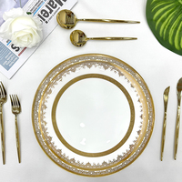 Vaisselle chère Dubai blanc or cuisine dîner plat moderne assiettes en céramique or jante vaisselle pour mariage etc.
