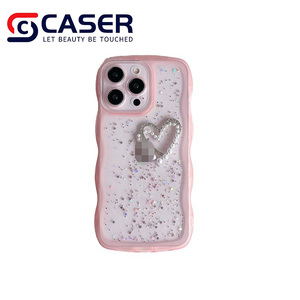 आईफ़ोन के लिए स्टाइल ग्लिटर वेव फ्रेम फोन केस 16 15 14 15 14 14 रचनात्मक पारदर्शी शॉकप्रूफ कवर - Product Image 5