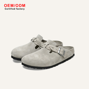 2026 Sabots mules unisexe à semelle en bois, en cuir nubuck et daim, style sabot, à enfiler, confortables, antidérapants - Product Image 1