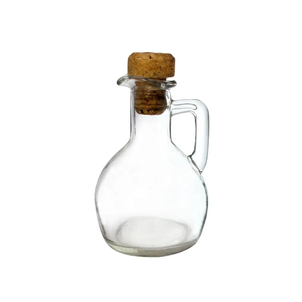 Best Selling extra Clear Glass Cooking Unique Olive Oil Bottle With Handle And Cork Stoppers