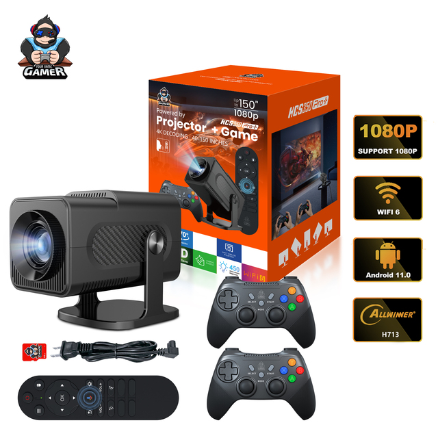 Zoku HCS350PRO+ Gaming Projector Allwinner H713 3D HD Android 16.0 and High Lumens Wireless Smart Projector with BT Voice