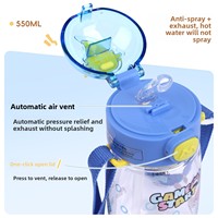 Botol Minum Anak Motif Kartun Kapasitas Besar Anti Bocor Bahan Food-grade dengan Tali Pengikat untuk Berkemah dan Sekolah