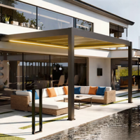 Vente chaude Pergolas en aluminium bioclimatique Kits d'ombrage solaire extérieur à persiennes manuelles avec cadre enduit de poudre