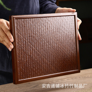 Boîte de rangement rectangulaire en bambou tressé Anji, multifonctionnelle, pour théière en argile violette, organiseur de bureau - Product Image 4