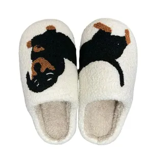 Nouveau printemps et automne hiver intérieur <span class=keywords><strong>petit</strong></span> <span class=keywords><strong>chien</strong></span> noir coton pantoufles anti-dérapant et odorant Couple chaussures plates chaussures souples - Product Image 2