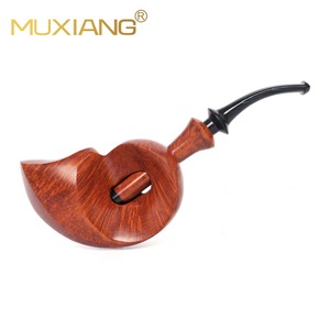 MUXIANG Handcrafted Briarwood Tobacco Pipe Conch Shape Free Style Solid Wood Flame Pattern Smoking Pipe - Product Image 1