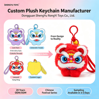 Porte-clés en peluche tête de lion dansant style chinois personnalisé, figurine miniature mignonne, ornement culturel créatif pour sac