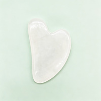Pierre de Gua Sha en Jade Blanc Naturel en Forme de Cœur, Planche de Massage Facial, Outil de Soin de la Peau, Grattoir, Logo Personnalisé pour Usage Commercial