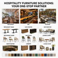 Ensemble de mobilier de restaurant commercial élégant de style nordique : table carrée, chaise courbée, banquette longue pour projet