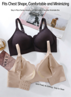 Bra Minimizer Seamless Ukuran Besar untuk Wanita, Penyangga Tanpa Kawat dengan Cakupan Penuh, Kenyamanan 3D Embossed, Meminimalkan Lingkar Dada & Mengencangkan Lemak Samping