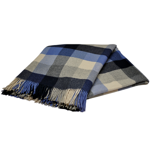 Manta a Cuadros BLUE PHOENIX, 100% Lana, Diseño Tartán, Lujosa, Personalizada, Acogedora, Suave, Cálida para Invierno, <span class=keywords><strong>Mora</strong></span> España - Product Image 1