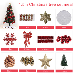 Ensemble de décorations de noël de 15 pièces, arbre en PVC, avec Top étoile, flocons, boules, frange, jupe - Product Image 3