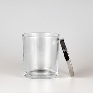 14oz Klares Glas-Kerzengefäß mit Glänzendem Silberdeckel Geprägtes Logo Metall-Kerzendeckel - Product Image 1
