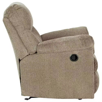 Fauteuil inclinable manuel à bascule en tissu brun moderne sans dossier avec télécommande, cadre en bois pour salon