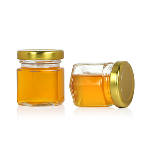 <span class=keywords><strong>Pot</strong></span> en verre hexagonal mini <span class=keywords><strong>de</strong></span> 45 ml pour miel, avec couvercle et cuillère, idéal pour la <span class=keywords><strong>confiture</strong></span> et le rangement en cuisine - Product Image 1