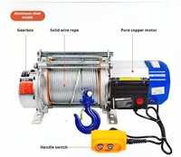 Nouvelle grue électrique portable 220V avec télécommande sans fil, palan à câble 1-2 tonnes, câble en aluminium 30m/60m/100m, garantie 1 an pour hôtels