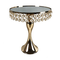 Présentoir à gâteaux de luxe en métal de style européen, plateau miroir sur pied pour décoration de mariage, table à desserts, ornement en fer forgé