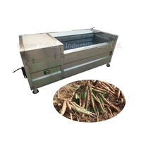 RVS Cassave Aardappel Wortelgroente Borstelrol Schiller Water Spuitende Hoge Efficiëntie 500-800kg/u Schilmachine