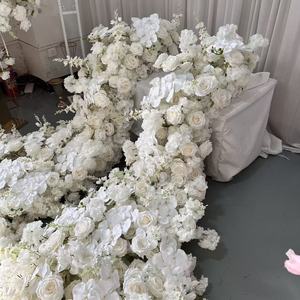 การจัดดอกไม้แบบเรียงแถวตามสั่งจากโรงงาน IFG ความยาว 2.4 เมตร สีขาว สำหรับตกแต่งโต๊ะงานแต่งงาน ฉากหลังโซฟา - Product Image 4