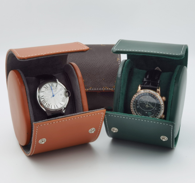 Luxury Saffiano Leather Watch Roll Custom logo Travel Single Watch Roll