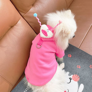 Cute Animal Hoodie For Dogs And <b>Cats</b> Polyester Fleece Sweatshirt With Leash Buckle Autumn Winter <b>Clothes</b> Pet Wear - Product Image 3