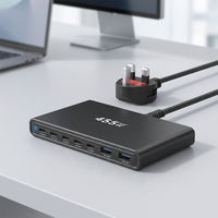 455W GaN 5.0 Station de charge rapide à 7 ports Multi-Device PD100W QC30W Chargeur de type C pleine puissance de qualité supérieure Chargeur USBC