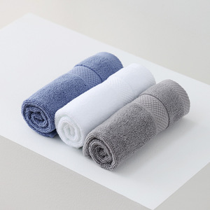 เจียนมู่ ชิงเยว่ผ้าเช็ดหน้าผ้าฝ้าย 35x35 ซม. นุ่มซึมซับได้ดีสำหรับผู้ใหญ่สีขาวสีฟ้าสีเทา - Product Image 1