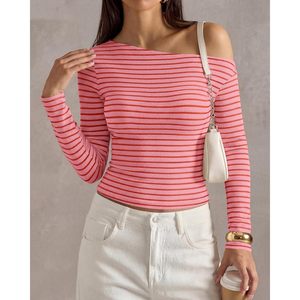Haut court ajusté à rayures et épaules dénudées pour femme, style Y2K, idéal pour sortir - Product Image 5