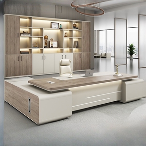 Muebles de oficina de diseño de lujo ligero E1 Mesa ejecutiva Ceo de madera Escritorio de oficina de diseño de alta calidad para edificio de oficinas - Product Image 2