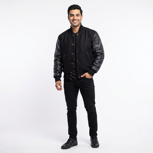 Blouson universitaire de luxe sur mesure 100 % coton, respirant, avec manches et devant en coton, style universitaire premium, service OEM - Product Image 1