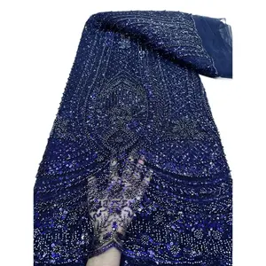 法国复古风格婚纱全珠饰亮片刺绣100% 涤纶蕾丝面料女童男童针织工艺 - Product Image 1