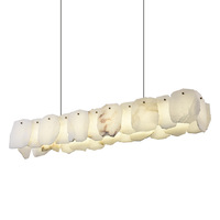 Lustre LED moderne de designer, tout en cuivre et marbre, de luxe, minimaliste, à hauteur réglable, pour salle à manger, salon, salon de thé, duplex, escalier