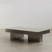 Table basse en acier inoxydable, design rectangulaire minimaliste, mobilier de salon, taille personnalisable disponible, sensation haut de gamme, qualité supérieure