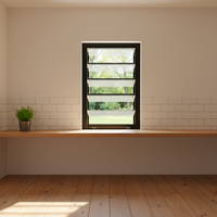 Fenêtre à persiennes en verre fixe moderne, fenêtre de ventilation en alliage d'aluminium résistant aux UV avec design de lames hautement transparentes