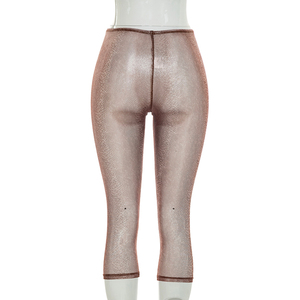 Viviblook Q26PT094 Women Casual Pants Style Snake Print <b>Tight</b> Fit Cropped Pants for Ladies - Product Image 3