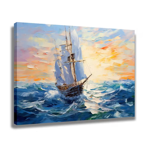 Fábrica <span class=keywords><strong>de</strong></span> alta calidad personalizada 100% pintado a mano decoración del hogar paisaje pared arte hecho a mano barco lienzo ilustraciones pintura al óleo personalizable - Product Image 5