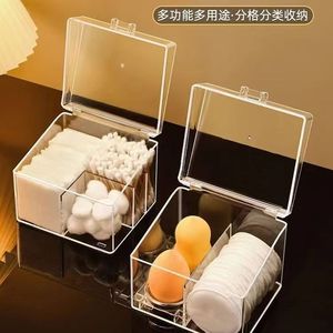 Desktop Storage <b>Box</b> For Cotton Swabs <b>Makeup</b> Sponges With Lid Transparent Dustproof Moistureproof Organizers - Product Image 1