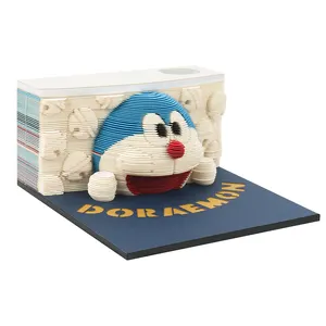 Kids Gifts Custom Sticky Notes Kawaii Doraemon 3D Memo Note Pad com Pen Holder Para Mesa Presente de Aniversário Para As Crianças