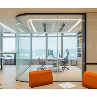 Cloison de séparation pleine hauteur au design moderne, cadre en aluminium, cloison de bureau intelligente, mur en verre