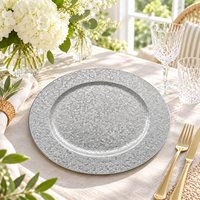 Assiettes de présentation géométriques Woju de 13 pouces en plastique argenté thermolaqué avec texture nid d'abeille pour la décoration de table de mariage