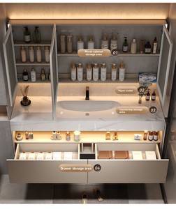 Set <span class=keywords><strong>Bagno</strong></span> Moderno di Lusso Impermeabile Sospeso <span class=keywords><strong>con</strong></span> Lavabo in Ceramica e <span class=keywords><strong>Specchio</strong></span> - Prezzo Vantaggioso - Product Image 3