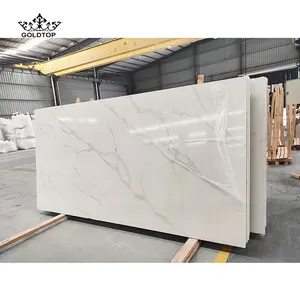 TMZ Quartzo blaty High Quality Calacatta White Artificial Quartz Slabs For Kitchen Countertops